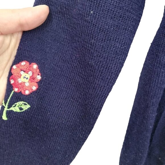 Vintage Embroidered Polka Dot Flower Sweater Pullover Size S 70s Gyn Les Shirlee - Picture 4 of 8